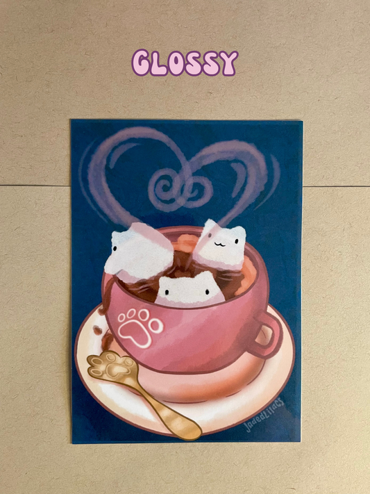Marshmallow Cat Art Print | Holographic + Glossy | 5" x 7"