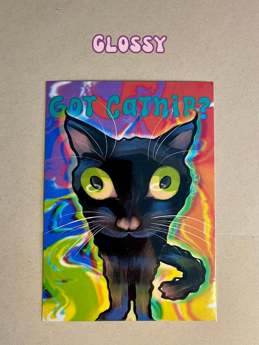 Black Cat Art Print | Holographic + Glossy | 5" x 7"