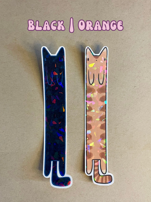 Long Cat Holographic Stickers | Water Resistant