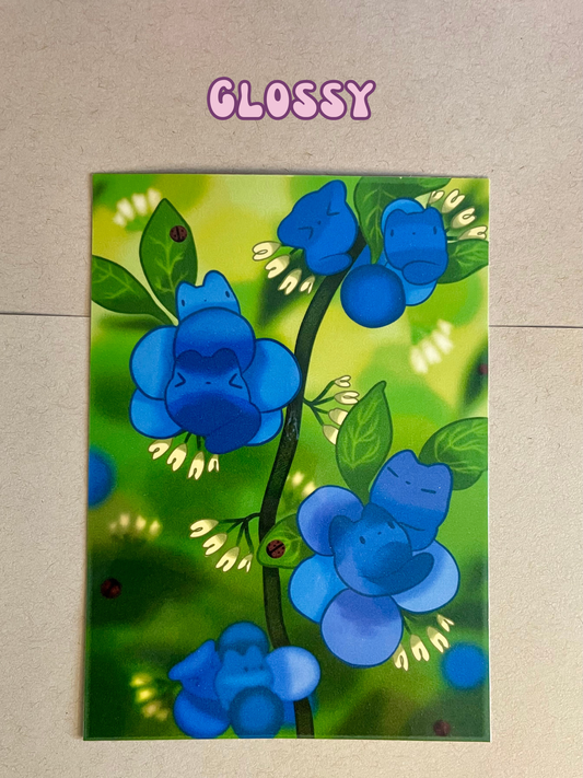 Blueberry Cat Art Print | Glossy + Holographic | 5"x7"